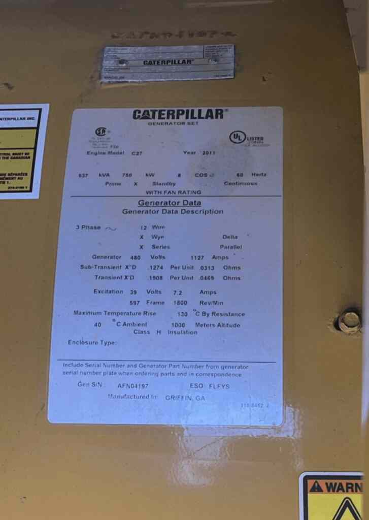 Caterpillar C27 Standby Diesel Generator